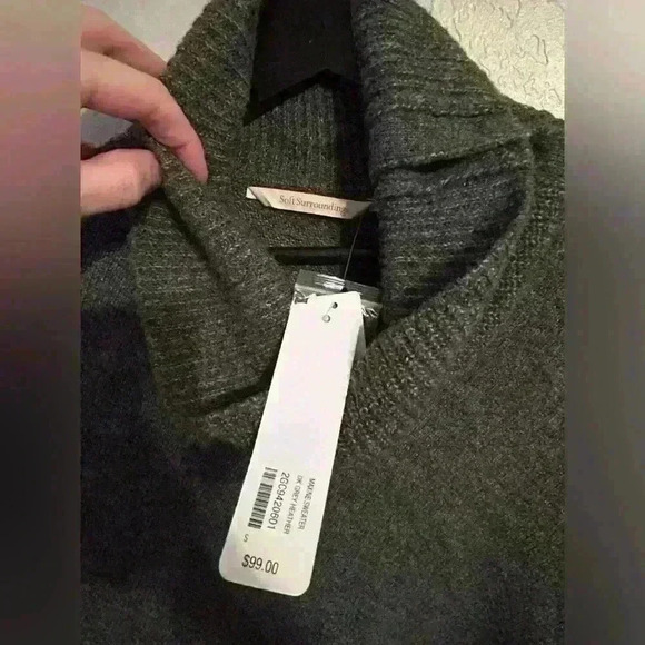 NWT Soft Surroundings Button Neck Sweater Heather Grey Size S - Picture 4 of 8